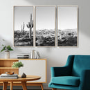 Saguaro Cactus Wall Art Canvas Print – Framed Monochrome