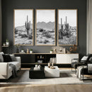 Black White Arizona Desert Canvas Wall Art Cactus Farmhouse