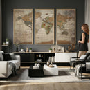 World Map Canvas Print – Framed Travel Map Wall Art for