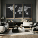 Black World Map Wall Art Canvas Print – Detailed Map of the by MyGreatCanvas | Canvas Wall Art Prints | Photo Prints & Wall Decor