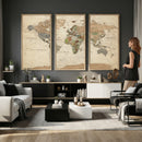 Framed World Map Wall Art for Home and Office Decor