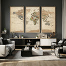 Framed World Map Wall Art for Home and Office Decor