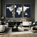 Black World Map Wall Art Canvas Print for Home Office and by MyGreatCanvas | Canvas Wall Art Prints | Photo Prints & Wall Decor