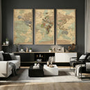 Vintage World Map Wall Art | Ready to Hang and Framed by MyGreatCanvas | Canvas Wall Art Prints | Photo Prints & Wall Decor