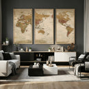 Vintage Detailed World Map Wall Art Canvas Print – Antique