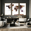 Rustic World Map Wall Art Canvas Print | Large World Map on