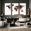 Rustic World Map Wall Art Canvas Print | Large World Map on