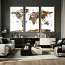 Watercolor World Map Canvas Print – Detailed Map of the