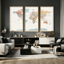 Pastel Colors World Map Wall Art Canvas Print by MyGreatCanvas | Canvas Wall Art Prints | Photo Prints & Wall Decor