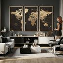 Framed World Map with Pin Canvas Print – Detailed World Map