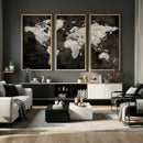 Vintage World Map Wall Art Canvas Print – Framed Large Map