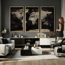 Detailed World Map Wall Art Print - Large Framed World Map