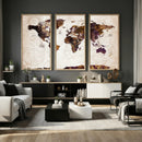 Blue Watercolor World Map Canvas Print – Framed Modern Wall