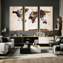 Blue Watercolor World Map Canvas Print – Framed Modern Wall