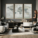 Neutral Vintage World Map Canvas Wall Art Print, Classic Map