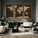 Colorful World Map Canvas Wall Art with Landmarks – Framed by MyGreatCanvas | Canvas Wall Art Prints | Photo Prints & Wall Decor