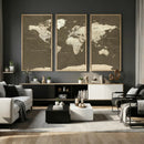 Vintage World Map Canvas Print – Framed Travel Map Wall Art