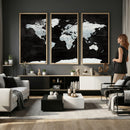World Map Canvas Print – Framed Push Pin Wall Art, Color