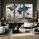 Rustic World Map Canvas Print – Framed Wall Art for Couples,