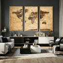 Navy Blue and Gold World Map Canvas Print – Framed Luxury by MyGreatCanvas | Canvas Wall Art Prints | Photo Prints & Wall Decor