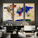 Watercolor World Map Canvas Print – Framed Wall Art for by MyGreatCanvas | Canvas Wall Art Prints | Photo Prints & Wall Decor