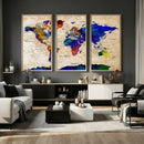 Colorful World Map Canvas Wall Art – Abstract Watercolor Map by MyGreatCanvas | Canvas Wall Art Prints | Photo Prints & Wall Decor
