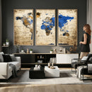 World Map Canvas Print – Colorful Abstract Travel Map,