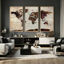 World Map Canvas Triptych – Colorful Global Wall Art for by MyGreatCanvas | Canvas Wall Art Prints | Photo Prints & Wall Decor