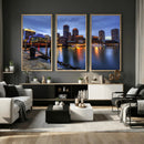 Boston Wall Art Canvas Print, Boston City Downtown Night by MyGreatCanvas | Canvas Wall Art Prints | Photo Prints & Wall Decor