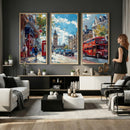 London Street Canvas Wall Art — Big Ben Red Bus Print | Oil by MyGreatCanvas | Canvas Wall Art Prints | Photo Prints & Wall Decor