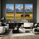 Bison in Mountain Landscape Wall Art Canvas Print – Western by MyGreatCanvas | Canvas Wall Art Prints | Photo Prints & Wall Decor
