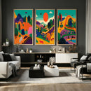 Colorful Japanese Landscape Print: Maximalist Panoramic Wall by MyGreatCanvas | Canvas Wall Art Prints | Photo Prints & Wall Decor