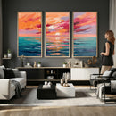 Bold Palette Knife Ocean Sunset Canvas — Orange Pink Teal by MyGreatCanvas | Canvas Wall Art Prints | Photo Prints & Wall Decor