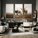 Texas Longhorn Canvas Wall Art Western Bull Desert Moody by MyGreatCanvas | Canvas Wall Art Prints | Photo Prints & Wall Decor