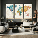 Watercolor World Map Canvas Wall Art Print – Abstract by MyGreatCanvas | Canvas Wall Art Prints | Photo Prints & Wall Decor