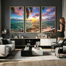Hawaii Beach Sunset Canvas Wall Art Print, Tropical Ocean Landscape Artwork, Palm Tree Coastal Decor for Living Room Bedroom by MyGreatCanvas | Canvas Wall Art Prints | Photo Prints & Wall Decor
