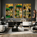Gustav Klimt Golden Cityscape Wall Art Canvas Print,