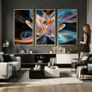 Fractal Lotus Canvas Wall Art, Blue Orange Glowing Flower Abstract Print, Modern Zen Meditation Room Decor, Ethereal Digital Art, Living Room by MyGreatCanvas | Canvas Wall Art Prints | Photo Prints & Wall Decor
