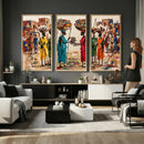 African Folk Art Canvas Wall Art, Colorful African Women Village Painting Print, Tribal Ethnic Home Decor, Vibrant African Art, Living Room by MyGreatCanvas | Canvas Wall Art Prints | Photo Prints & Wall Decor