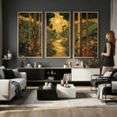 Gustav Klimt Style Forest Canvas Wall Art, Golden Forest Path Floral Art Nouveau Print, Enchanted Woodland Decor by MyGreatCanvas | Canvas Wall Art Prints | Photo Prints & Wall Decor