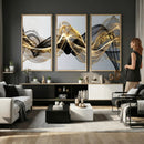 Black and Gold Abstract Wall Art, Modern Wave Canvas Print, Elegant Flowing Smoke Art, Luxury Living Room Decor by MyGreatCanvas | Canvas Wall Art Prints | Photo Prints & Wall Decor