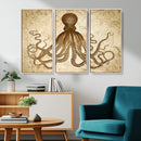 Sepia Octopus Wall Art Abstract Animal Canvas Print