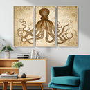 Sepia Octopus Wall Art Abstract Animal Canvas Print