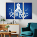 Large 3-Panel Blue Octopus Canvas Wall Art | Coastal Marine by MyGreatCanvas | Canvas Wall Art Prints | Photo Prints & Wall Decor