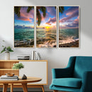 Framed Tropical Sunset Art Canvas Print