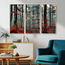 Autumn Forest Wall Art – Enchanting Red Leaves Canvas Print,