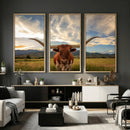 Texas Longhorn Canvas Wall Art – Majestic Triptych Animal by MyGreatCanvas | Canvas Wall Art Prints | Photo Prints & Wall Decor