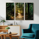 Sunlit Forest Pathway Canvas Print | 3 Panel Large Nature by MyGreatCanvas | Canvas Wall Art Prints | Photo Prints & Wall Decor