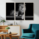 Large Black and White Lion Couple Wall Art Canvas Print –