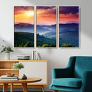 Sunset over Mountain Canvas Print, Forest Canvas Wall Art –